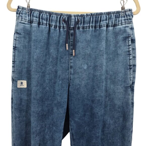 Ripton & Co. Womens Medium Pants Joggers Faux Denim Acid Stone Wash Drawstring - Picture 2 of 9